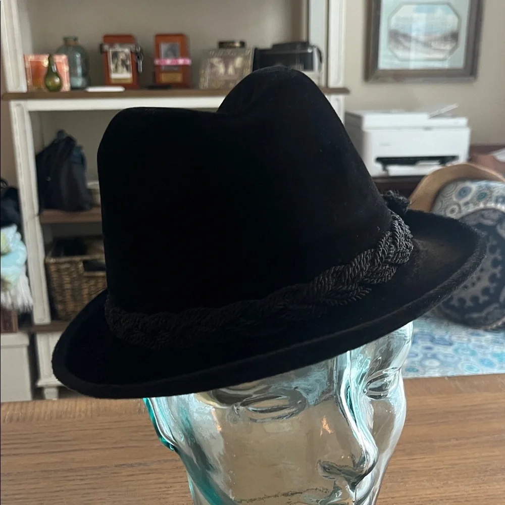 Black Fedora Hat with Braided Band